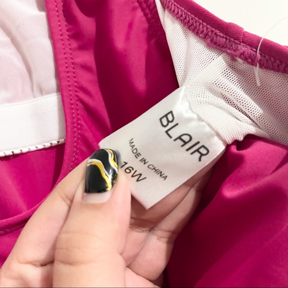 BLAIR Pink Padded Shelf Bra One Piece Swimsuit 16W - Picture 4 of 7